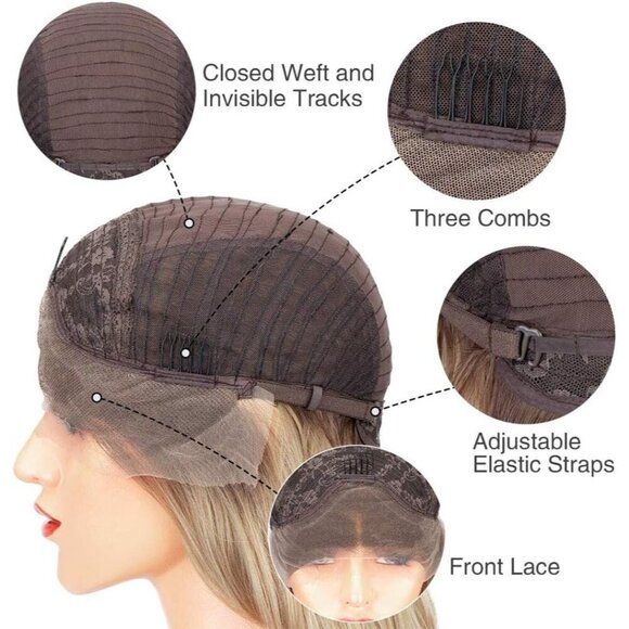 Women wig Synthetic Natural Hairline Soft Wig Heat Resistant Fiber Daily Makeup - Picture 7 of 7